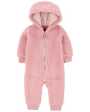 Macacão bebê em sherpa com capuz rosa | Carter's