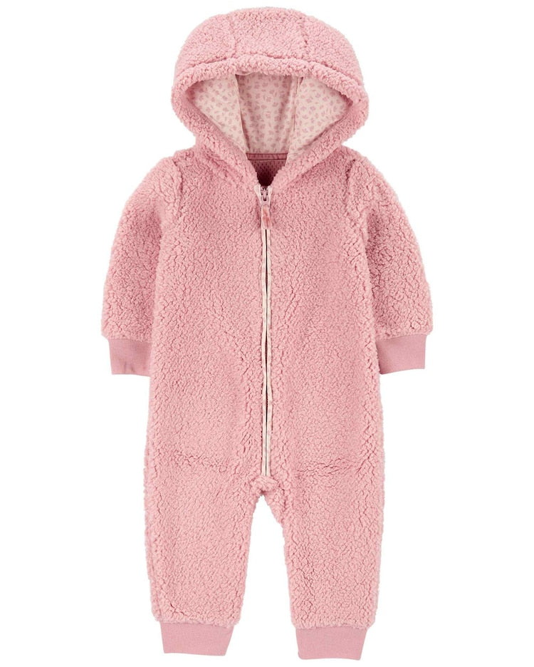 Macacão bebê em sherpa com capuz rosa | Carter's