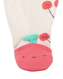 Macacão bebê manga longa com pezinho cerejas bege | Carter's