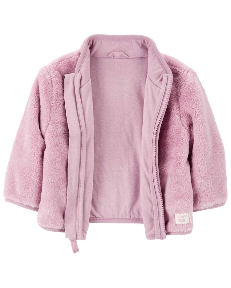 Casaco bebê de sherpa com zíper rosa | Carter's