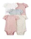 Kit body bebê 5 peças manga curta coruja floral multicor | Carter's