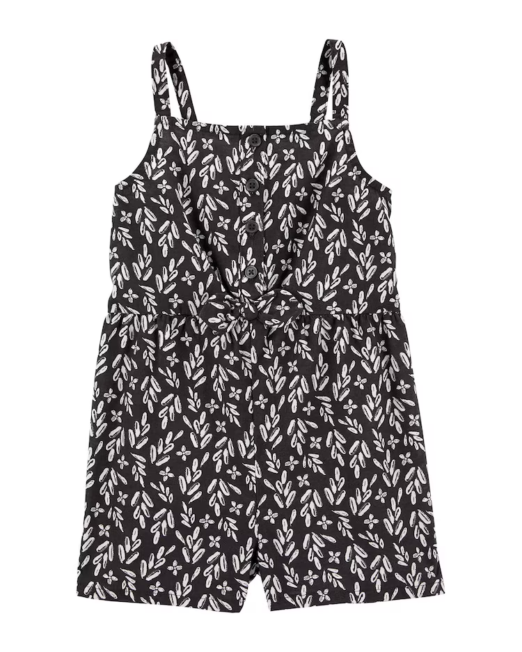 Macaquinho infantil floral com elástico preto |