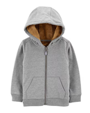 Blusão de moletom infantil com capuz e bolsos cinza |