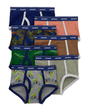 Kit Cueca Infantil 7 Peças Dinos e Listras  - Cinza/Verde/Laranja