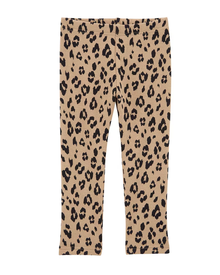 Calça legging infantil animal print barra peluciada bege |