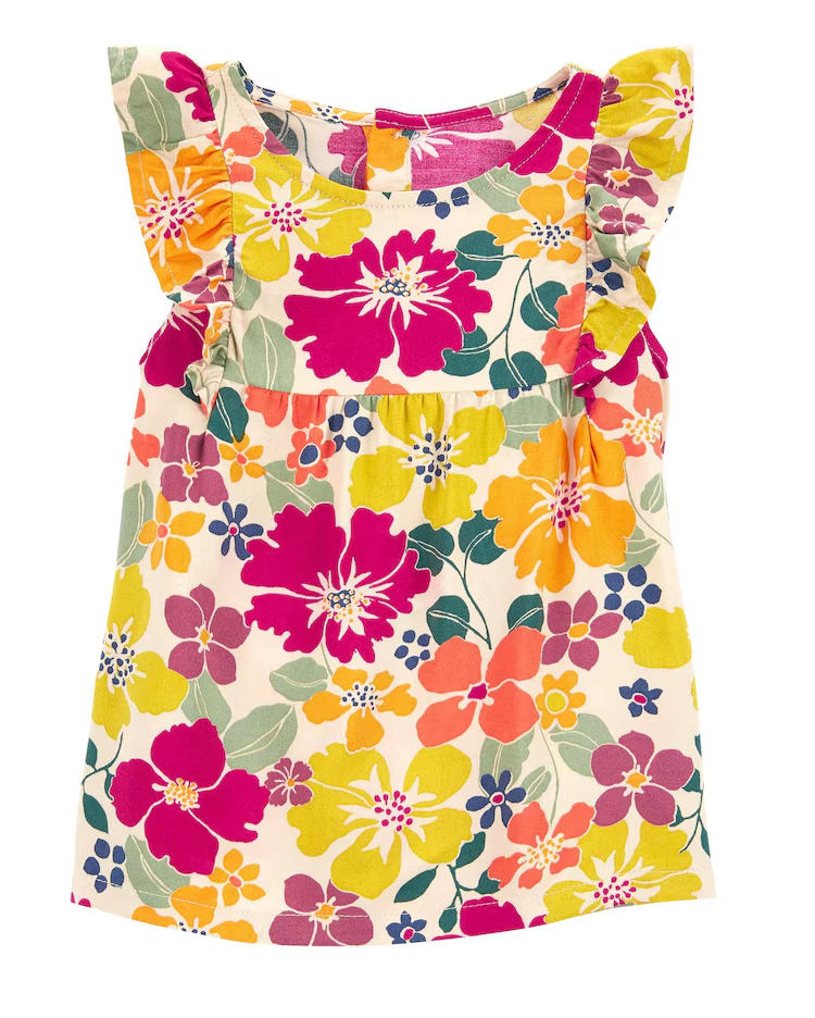 Blusa infantil manga curta floral multicor |