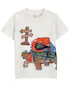 Camiseta infantil manga curta tartaruga aventureira branca |
