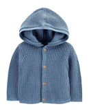 Casaco bebê tricot com fios azul |