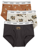 Kit cueca infantil 3 pares cós de elástico dinossauros multicor |