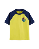 Camiseta infantil raglan surfista amarela |