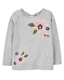 Camiseta infantil fechado floral cinza |