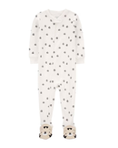 Macacão pijama infantil em fleece de patinhas bichinho off-white |