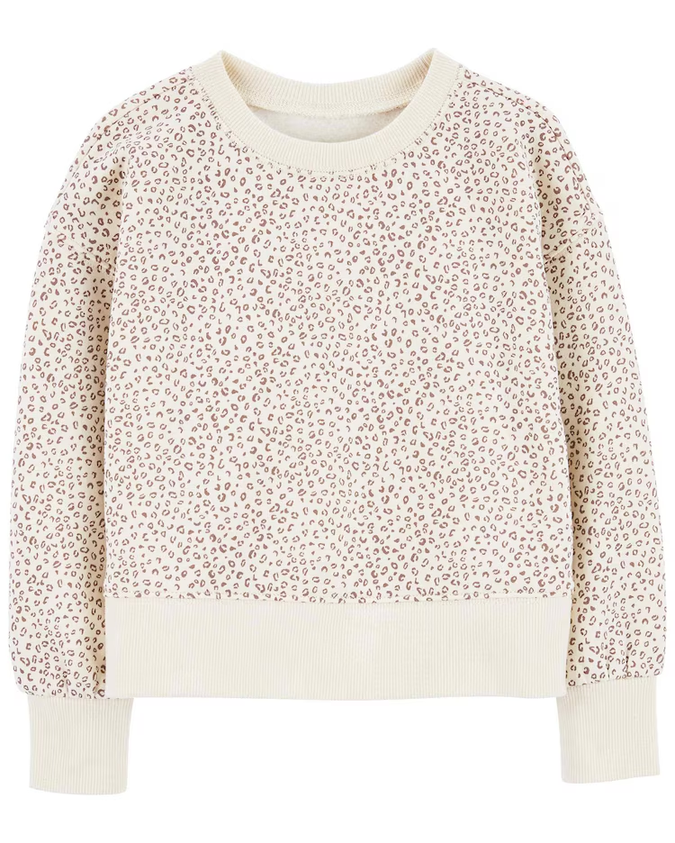 Blusa de moletom infantil animal print bege |