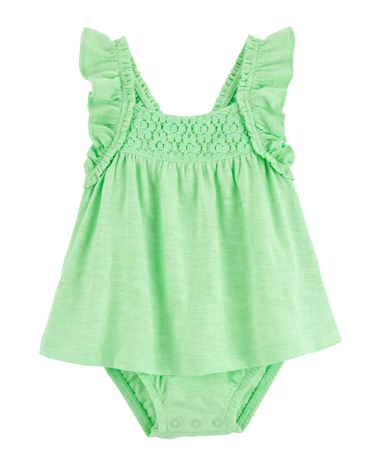 Banho de sol bebê com babados verde | Carter's 