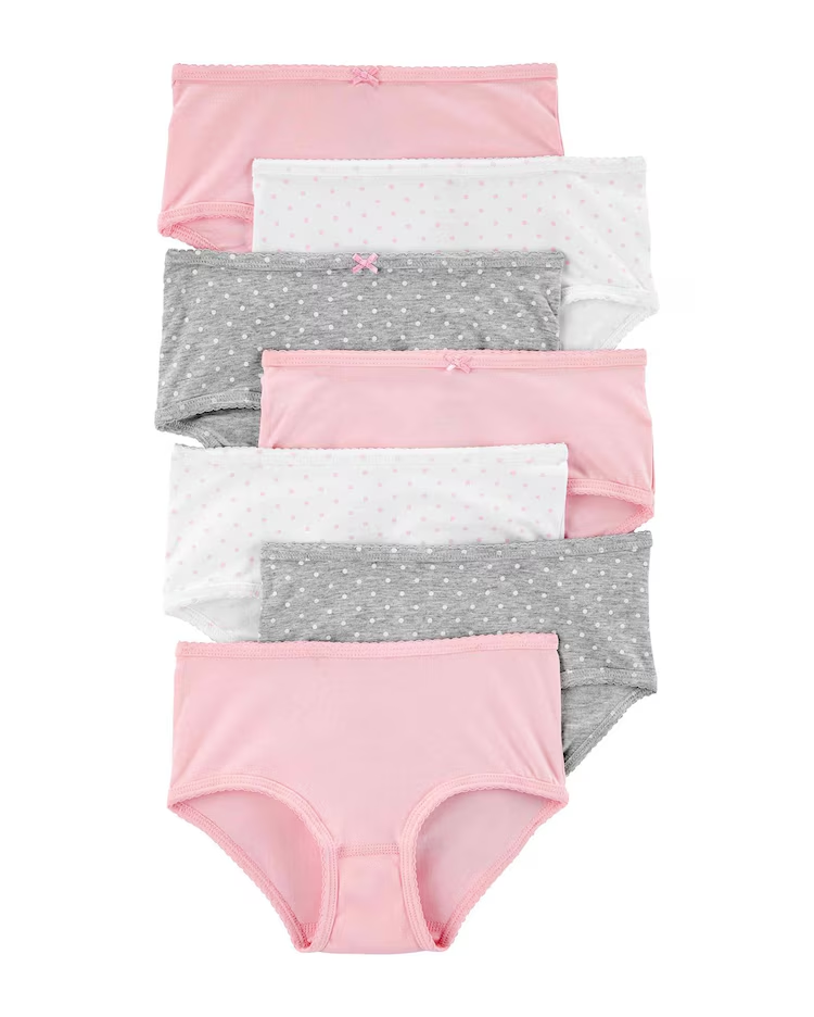 Kit Calcinha 7 Peças - Rosa/Cinza/Branco