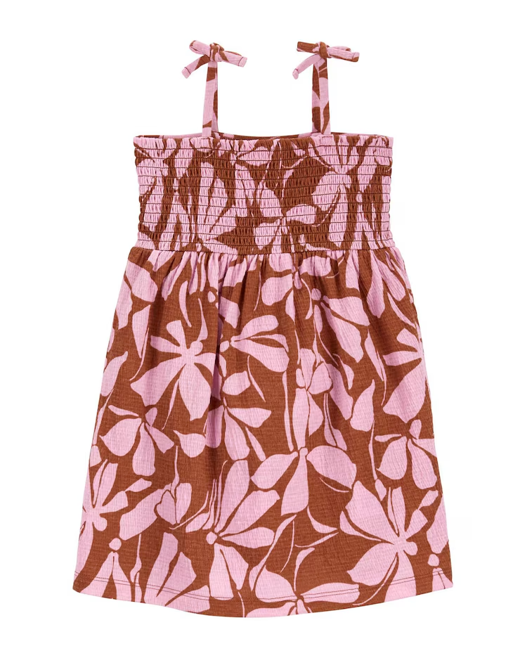 Vestido infantil floral lastex marrom |