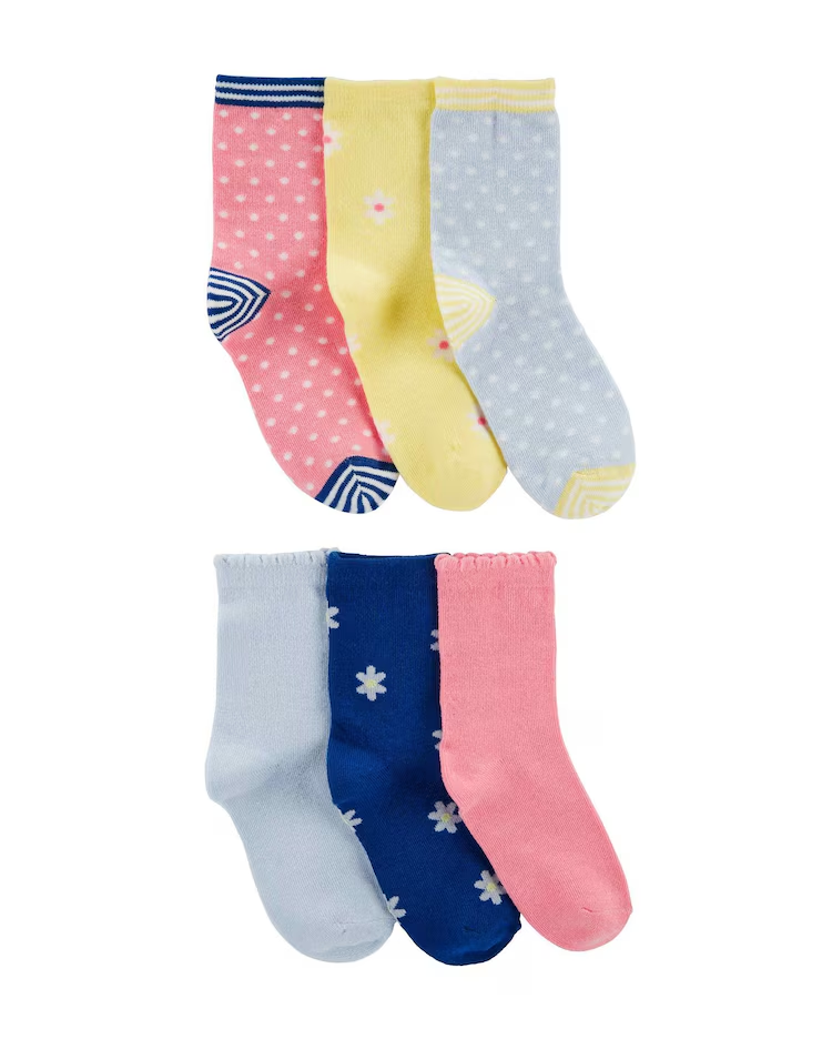 Kit meia infantil 6 pares com poás multicor |