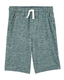 Bermuda de moletom infantil com fios mesclados verde |