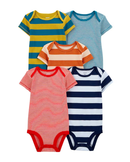 Kit body bebê 5 peças manga curta listrado multicor |