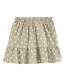 Saia Curta Infantil Babados Floral Verde Tam 6 a 8