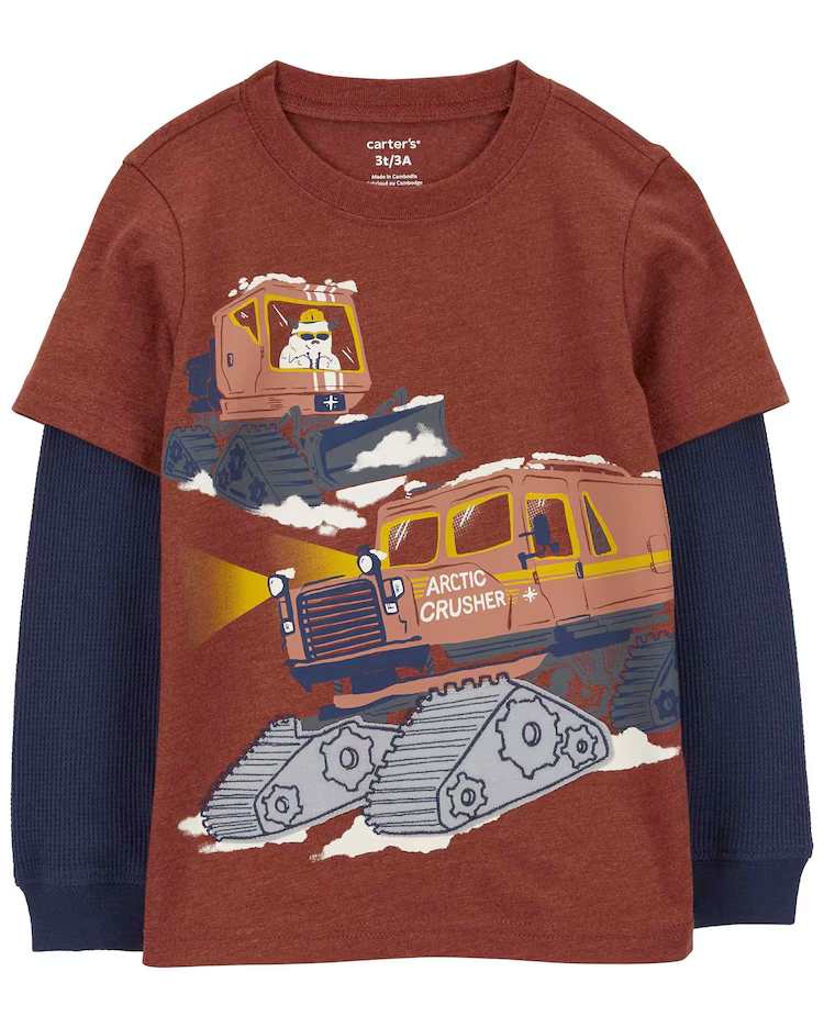 Camiseta infantil manga longa arctic crusher marrom |