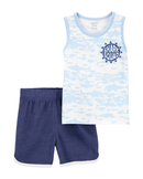 Conjunto curto infantil 2 peças de tubarões multicor |