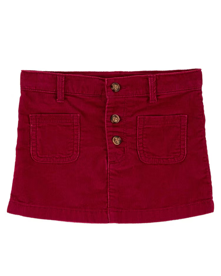 Saia infantil de veludo cotelê vinho |
