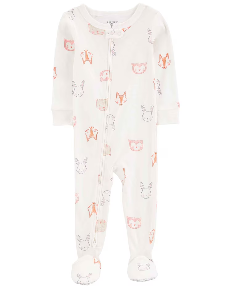 Macacão pijama bebê com pezinho raposinha off-white | Carter's