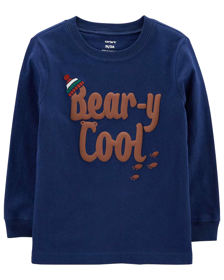 Camiseta infantil manga longa bear-y cool azul |