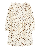 Vestido infantil oncinha manga longa bege |