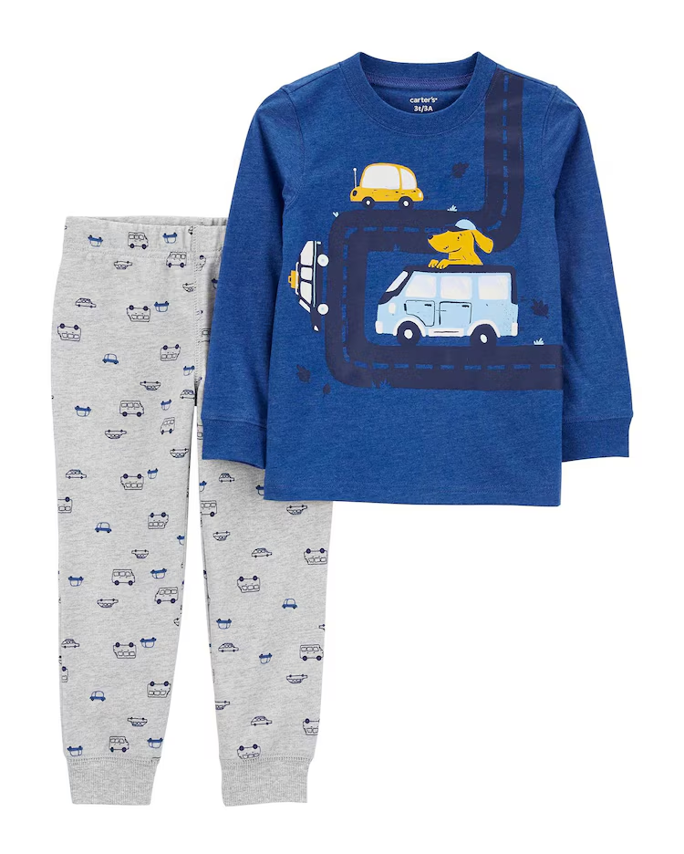 Conjunto longo infantil 2 peças caminhãozinho multicor |