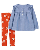 Conjunto longo infantil 2 peças babados floral multicor |