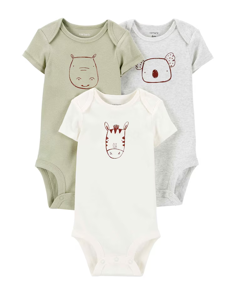 Kit body bebê 3 peças hipopótamo coala zebra multicor |