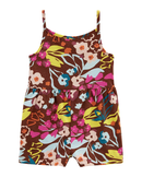 Macaquinho infantil alças finas floral marrom |