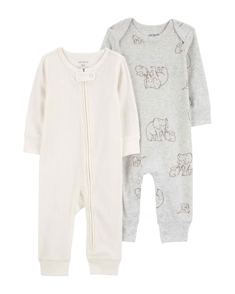 Kit macacão bebê 2 peças elefantes multicor |