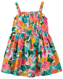 Vestido infantil floral em regata multicor |