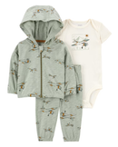 Conjunto longo de moletom bebê 3 peças avisão com zíper multicor |